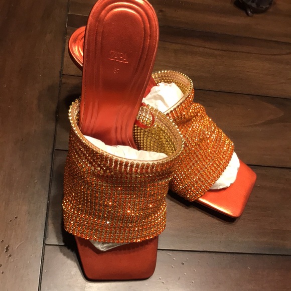 Zara  “RHINESTONE”  Mesh Heels - Picture 5 of 13